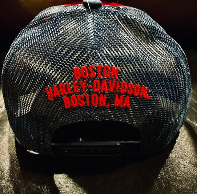 BOSTON H-D CUSTOM RED AND NAVY BLUE HAT