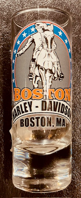 BOSTON H-D MINUTEMAN CUSTOM TALL SHOT GLASS